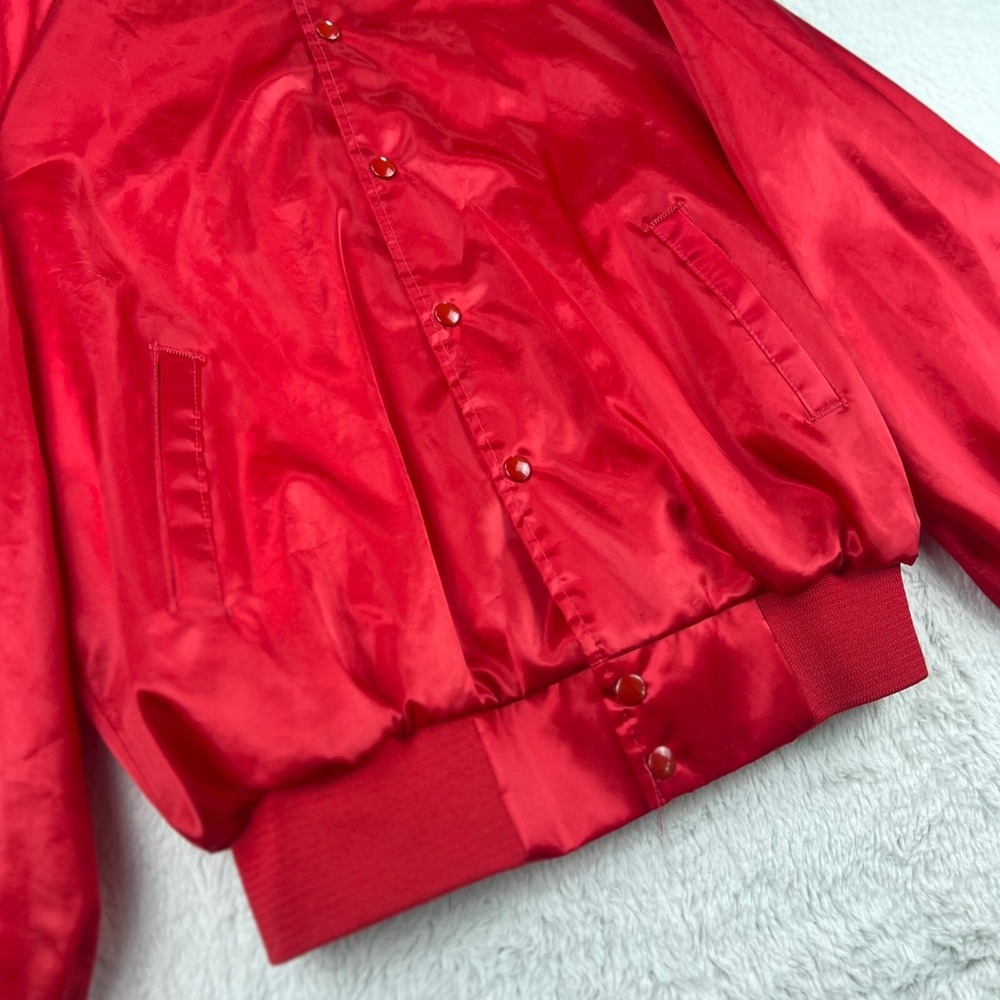 Vintage Auburn Bomber Jacket Men's LARGE Satin Snap - Dirty Dozen Dart League - Picture 9 of 12
